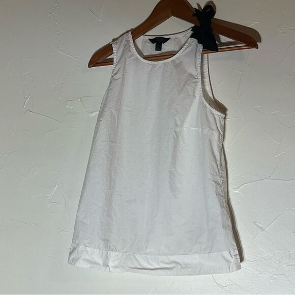 Women's J. Crew White & Black Tank Top with Bow - Picture 2 of 6